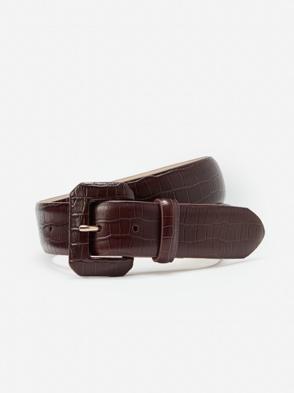 J McLaughlin Dacia Leather Belt in Crocodile - Wine NEW